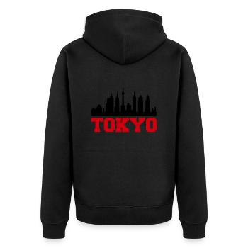 Ligne d’horizon de Tokyo - Veste à capuche bio Premium Unisexe - noir - Dos - Nico (187cm)