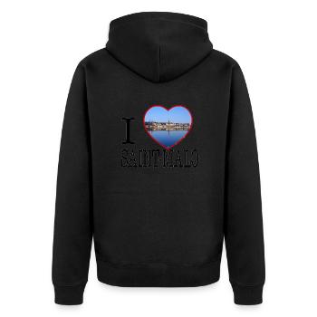 Ich liebe Saint-Malo Foto - Unisex Premium Bio Zip Hoodie - Schwarz - Hinten - Nico (187cm)