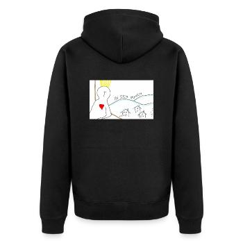 In sich ruhen. - Unisex Premium Bio Zip Hoodie - Schwarz - Hinten - Nico (187cm)