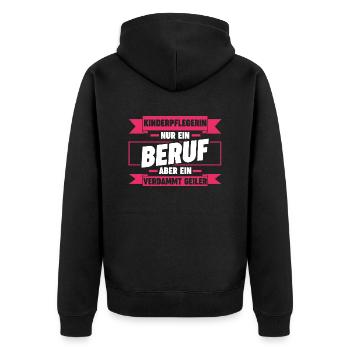 Erzieherin Kindergärtnerin Kinderpflegerin - Unisex Premium Bio Zip Hoodie - Schwarz - Hinten - Nico (187cm)