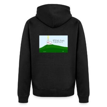 Wesentliches aufzeigen. - Unisex Premium Bio Zip Hoodie - Schwarz - Hinten - Nico (187cm)