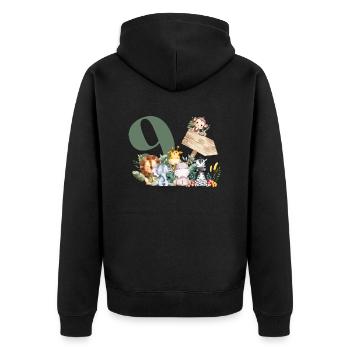 9th Birthday Personalized Safari - Unisex Premium Organic Zip Hoodie - black - Back - Nico (187cm)