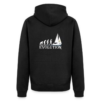 Evolution white version - Unisex Premium Organic Zip Hoodie - black - Back - Nico (187cm)