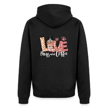 Border Collie chien amateur de café Saint-Valentin - Veste à capuche bio Premium Unisexe - noir - Dos - Nico (187cm)