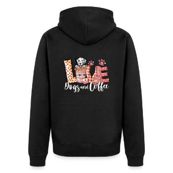Dalmation Dog Coffee Lover Valentines Day - Unisex Premium Organic Zip Hoodie - black - Back - Nico (187cm)