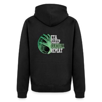 Eat Sleep Handball Repeat Handballspieler Lustig - Unisex Premium Bio Zip Hoodie - Schwarz - Hinten - Nico (187cm)