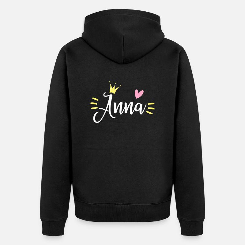 Anna Name Krone - Unisex Premium Bio Zip Hoodie - Schwarz