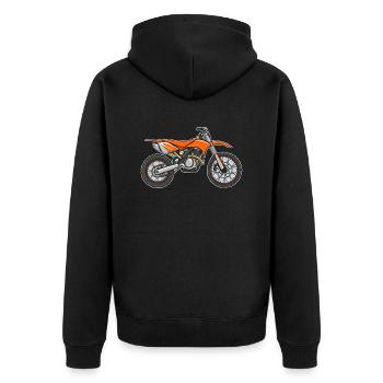 Orange Motocross Motorcycle - Unisex Premium Organic Zip Hoodie - black - Back - Nico (187cm)