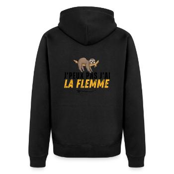 Je Peux Pas J'ai La Flemme - Veste à capuche bio Premium Unisexe - noir - Dos - Nico (187cm)