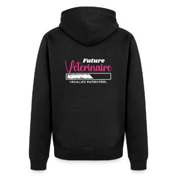 Zukünftige Tierärztin - Unisex Premium Bio Zip Hoodie - Schwarz - Hinten - Nico (187cm)