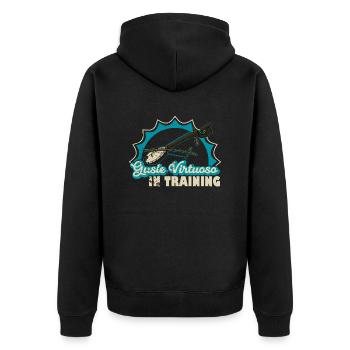 Gusle Virtuoso in training Serbia Balkans - Unisex Premium Organic Zip Hoodie - black - Back - Nico (187cm)