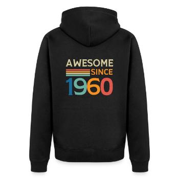 Großartig seit 1960 - Unisex Premium Bio Zip Hoodie - Schwarz - Hinten - Nico (187cm)