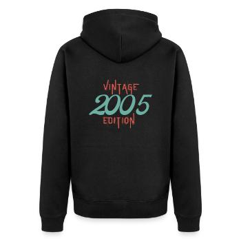 Jahrgang 2005 Ausgabe - Unisex Premium Bio Zip Hoodie - Schwarz - Hinten - Nico (187cm)