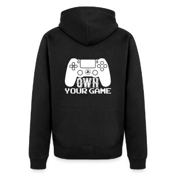 Gamer Game Play Online Computer Gaming Arcade Neon - Unisex Premium Organic Zip Hoodie - black - Back - Nico (187cm)