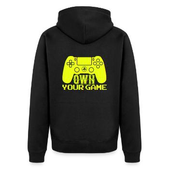 Gamer Game Play Online Computer Gaming Arcade Neon - Unisex Premium Organic Zip Hoodie - black - Back - Nico (187cm)