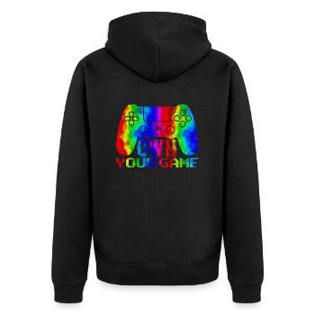 Gamer Game Play Online Computer Gaming Arcade Neon - Unisex Premium Organic Zip Hoodie - black - Back - Nico (187cm)