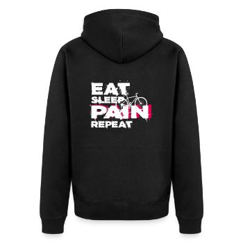 Fahrrad Fahrradtour Mountainbike Gravelbike - Unisex Premium Bio Zip Hoodie - Schwarz - Hinten - Nico (187cm)