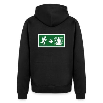 Exit to Meditate - Unisex Premium Bio Zip Hoodie - Schwarz - Hinten - Nico (187cm)