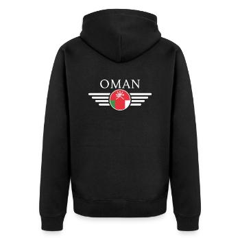 I Love Oman, Elegance Style Design T-Shirt - Unisex Premium Organic Zip Hoodie - black - Back - Nico (187cm)