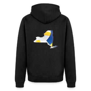 New York (United States) | real volleyball | Map - Unisex Premium Organic Zip Hoodie - black - Back - Nico (187cm)