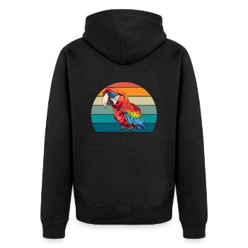 Papagei Retro Vogel Sommer - Unisex Premium Bio Zip Hoodie - Schwarz - Hinten - Nico (187cm)