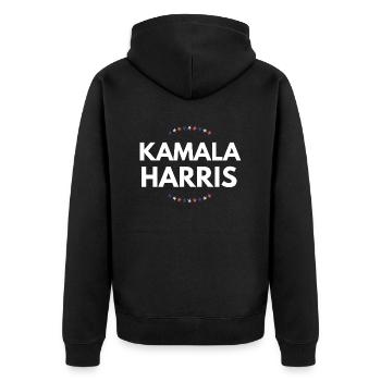 Kamala Harris for pre| Kamala Harris i'm speaking - Unisex Premium Bio Zip Hoodie - Schwarz - Hinten - Nico (187cm)