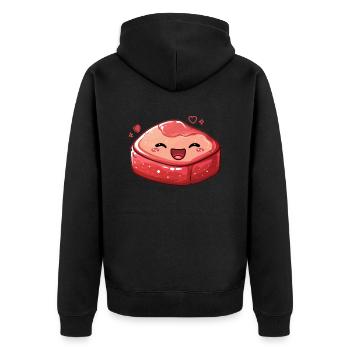 Steak sucré aux yeux écarquillés - Veste à capuche bio Premium Unisexe - noir - Dos - Nico (187cm)