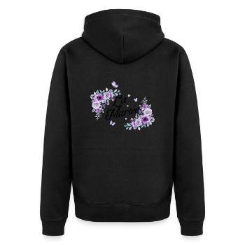The Purple Floral Bride - Unisex Premium Organic Zip Hoodie - black - Back - Nico (187cm)