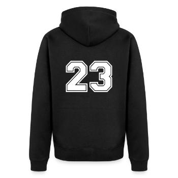 23 - Unisex Premium Organic Zip Hoodie - black - Back - Nico (187cm)