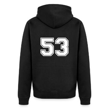 53 - Unisex Premium Organic Zip Hoodie - black - Back - Nico (187cm)