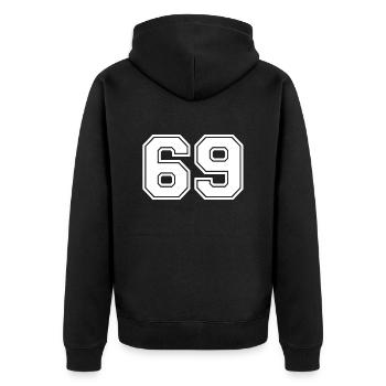 69 - Unisex Premium Bio Zip Hoodie - Schwarz - Hinten - Nico (187cm)