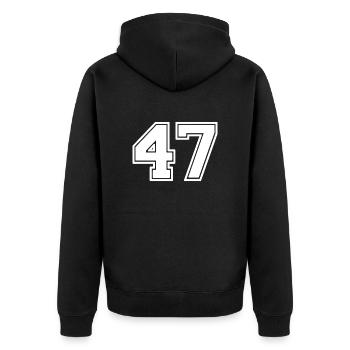 47 - Unisex Premium Organic Zip Hoodie - black - Back - Nico (187cm)