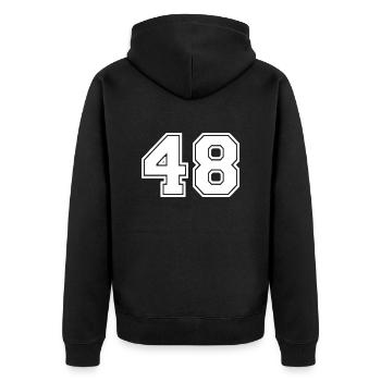 48 - Unisex Premium Bio Zip Hoodie - Schwarz - Hinten - Nico (187cm)