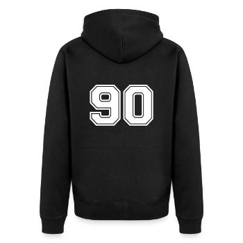 90 - Unisex Premium Organic Zip Hoodie - black - Back - Nico (187cm)