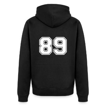 89 - Unisex Premium Organic Zip Hoodie - black - Back - Nico (187cm)
