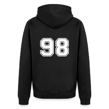 98 - Unisex Premium Organic Zip Hoodie - black - Back - Nico (187cm)