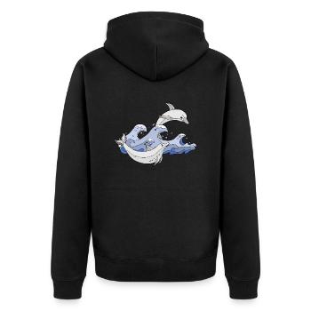 Delphine - Unisex Premium Bio Zip Hoodie - Schwarz - Hinten - Nico (187cm)