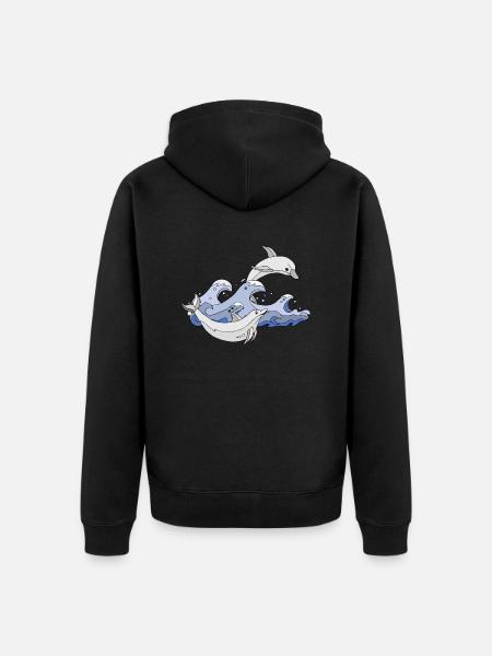 Dauphins - Veste à capuche bio Premium Unisexe - noir