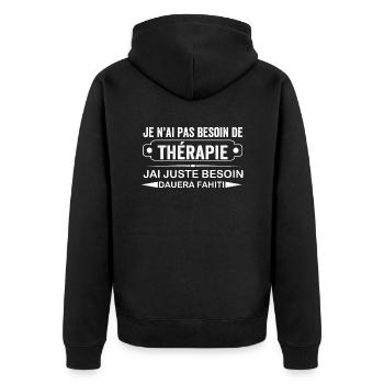 therapie tahiti - Veste à capuche bio Premium Unisexe - noir - Dos - Nico (187cm)