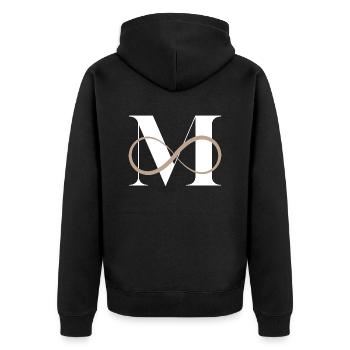 Lettre m infinie - Veste à capuche bio Premium Unisexe - noir - Dos - Nico (187cm)