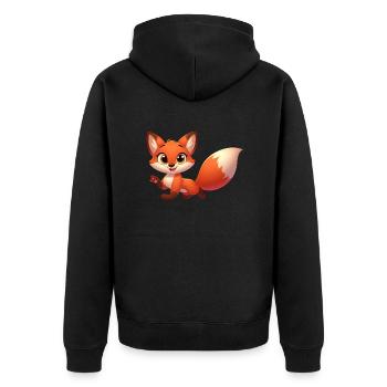 FOX4 - Unisex Premium Bio Zip Hoodie - Schwarz - Hinten - Nico (187cm)