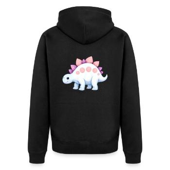 Joyful Cartoon Dinosaur with Pink Accents - Unisex Premium Organic Zip Hoodie - black - Back - Nico (187cm)