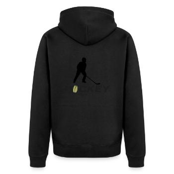 hockey - Unisex Premium Bio Zip Hoodie - Schwarz - Hinten - Nico (187cm)