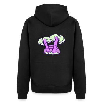 2 Palm Trees Island Tree Stripes Sun Sunset - Unisex Premium Organic Zip Hoodie - black - Back - Nico (187cm)