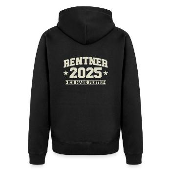 Rentner 2025 Ich habe fertig - Unisex Premium Bio Zip Hoodie - Schwarz - Hinten - Nico (187cm)