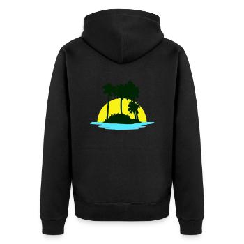 Palmiers île plage vacances soleil mer belle soirée - Veste à capuche bio Premium Unisexe - noir - Dos - Nico (187cm)