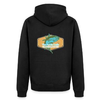 The Arctic Calls Reel in the Challenge - Unisex Premium Organic Zip Hoodie - black - Back - Nico (187cm)