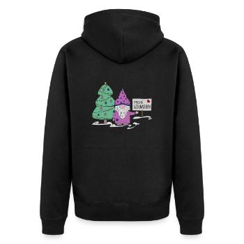Wichtel Frohe Weihnachten - Unisex Premium Bio Zip Hoodie - Schwarz - Hinten - Nico (187cm)