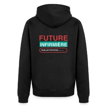 Zukünftige Krankenschwester - Unisex Premium Bio Zip Hoodie - Schwarz - Hinten - Nico (187cm)