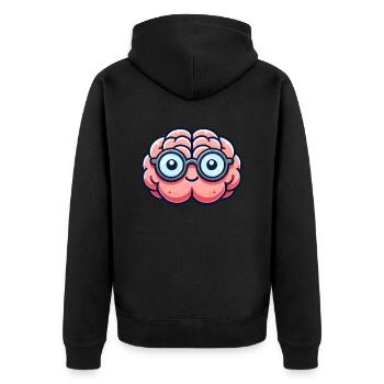 brain comic nerd - Unisex Premium Organic Zip Hoodie - black - Back - Nico (187cm)